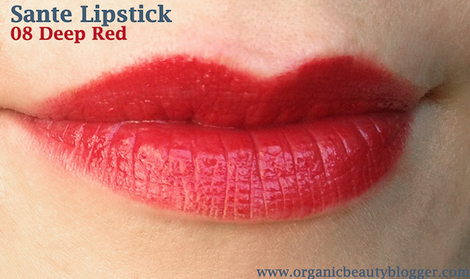 Sante Lipstick - Deep Organic Swatches 08 Red Blogger Beauty