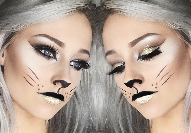 Halloween Glitter Cat Makeup Inspiration