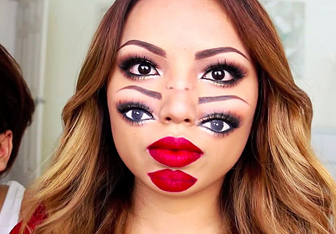 Trippy Double Vision Halloween Makeup Look tutorial